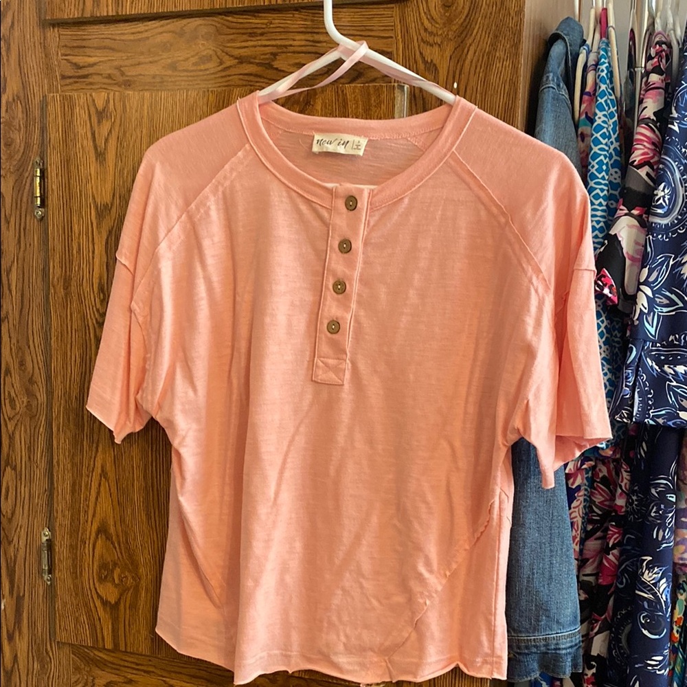 Blush Button-Up T-Shirt